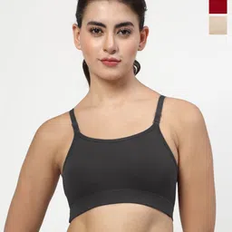 LILY Pack of 3 Full Coverage Seamless Non Padded Sports Bra-picture-23