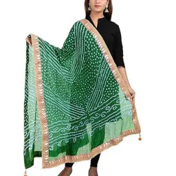 PK HUB Printed Art Silk Tie and Dye Dupatta with Beads and Stones-22
