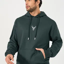 Styli Men Minimal HD Print Pure Cotton Hooded Long Sleeves Relaxed Fit Sweatshirt-image-42