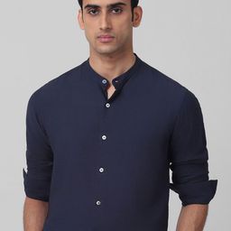 Mufti Men Band Collar Solid Slim Fit Casual Shirt-image-29