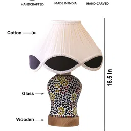Aura Off White Frustum Shaped Wooden Table Lamp image 3