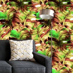 ArtzFolio Printed UV-Resistant Anti-Bacterial Watercolor Tropical Flowers And Monstera Leaves Peel & Stick Wallpaper-image-10