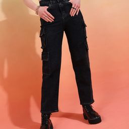 Glossia Nova Women Comfort Wide Leg High-Rise Acid Wash Stretchable Jeans-image-9