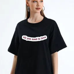 WOBE Typography Printed Round Neck Short Sleeves Pure Cotton T-shirt-image-44