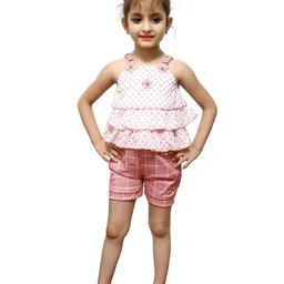 VALUE CREATION Girls Printed layered Sleeveless Top With Shorts-image-82