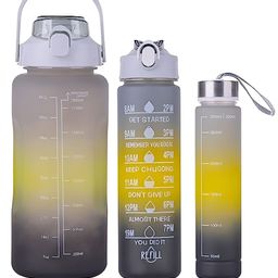 WELOUR Grey & Yellow 3 Pieces Water Bottles-image-45