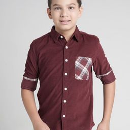 UNDER FOURTEEN ONLY Boys Comfort Fit Textured Spread Collar Cotton Casual Shirt-picture-24