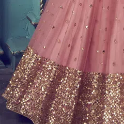 DIVASTRI Embellished Sequinned Semi-Stitched Lehenga & Unstitched Blouse With Dupatta image 4