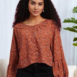 DressBerry Women Printed Bell Sleeve Regular Top-image-20
