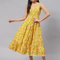 CORSICA Women Floral Print Fit & Flare Midi Dress-picture-23