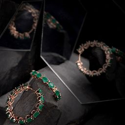 Saraf RS Jewellery Rose Gold-Plated American Diamond Studded Circular Hoop Earrings-49
