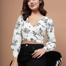 EVERYDAY by ANI Floral Printed Wrap Crop Top-picture-3