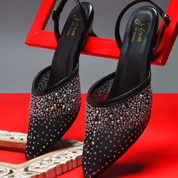 JM Looks Women Embellished Kitten Heel Sandal Back Strap-43