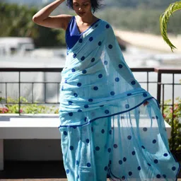 Moda Rapido Polka Dot Pure Linen Saree-image-58