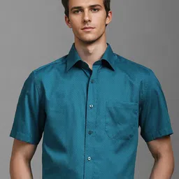 Louis Philippe Men Classic Spread Collar Textured Cotton Formal Shirt-picture-18