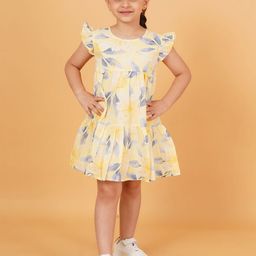 Creative Kids Floral Print Flutter Sleeve Fit & Flare Dress-image-15