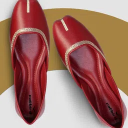 CATBIRD Women Ethnic Mojaris with Embroidered Flats-15