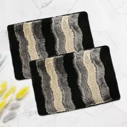 Aura 2Pcs Black & Grey Patterned Anti-Skid Doormats-32