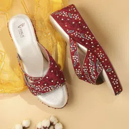 V-WALK Women Embellished Ethnic Sandals-image-15