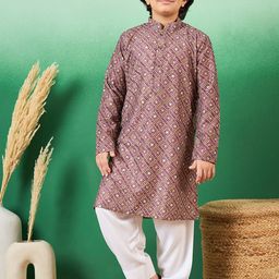 Sangria Boys Printed With Sequin Cotton Straight Kurta-picture-28