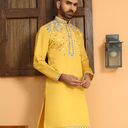 KRAFT INDIA LUXE Floral Embroidered Thread Work Mandarin Collor Straight Kurta-52