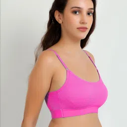 Women Cotton Pink,Brown Non Padded Non-Wired Lingerie Bra Sport wear Gym Crop Tank Top-image-88
