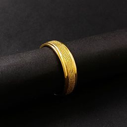 Saizen Stainless Steel Gold-Plated Textured Finger Ring-16