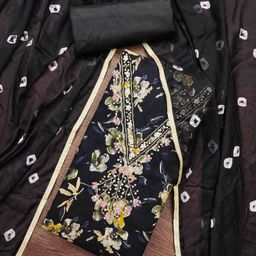 Blissta Floral Printed Embellished Unstitched Dress Material-image-97