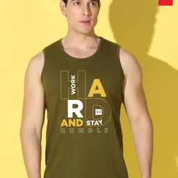 WOOSTRO Pack Of 2 Printed Ultra-Soft Gym Vests VWS26(HARD OLIVE)(RUN RED)-image-80