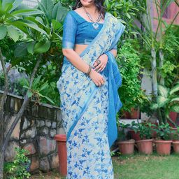 Mitera Floral Printed Zari Pure Cotton Saree-image-93