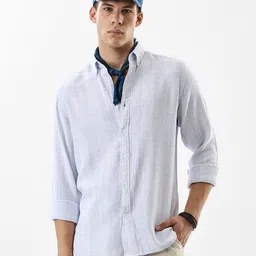 Snitch Textured Button-Down Collar Slim Fit Pure Cotton Casual Shirt-image-50