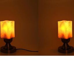 SOMIL Set Of 2 Yellow Printed Glass Square Table Lamp-image-65