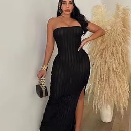 LULU & SKY Off-Shoulder Bodycon Maxi Dress-picture-45