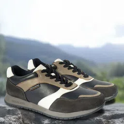Woodland Men Colourblocked Leather Sneakers-picture-8