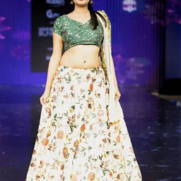 Kaizen TEXO FAB Embroidered Thread Work Semi-Stitched Lehenga & Unstitched Blouse With Dupatta-48