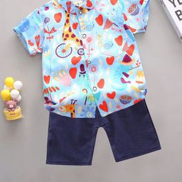 DANGAR Unisex Kids Printed Shirt with Shorts-image-62