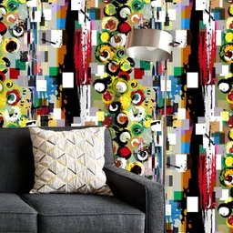 ArtzFolio Printed UV-Resistant Anti-Bacterial Circles, Squares Strokes PatternPeel & Stick Wallpaper-image-98