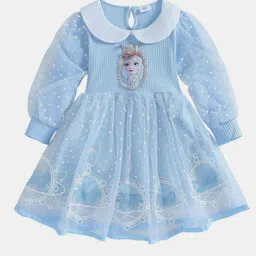 YK Girls Peter Pan Collar Puff Sleeve Fit & Flare Dress-image-29