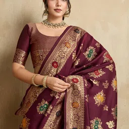 Shreyansh creation Ethnic Motifs Zari Pure Silk Banarasi Saree-14
