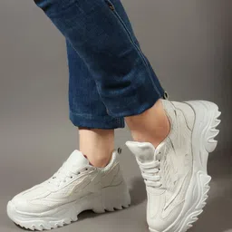 FEET RUNNER Women Colourblocked PU Sneakers-image-78