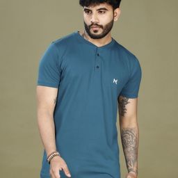 INKMAN Men Henley Neck Bio Finish Applique T-shirt-image-78