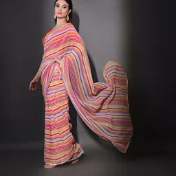 CANIZZARO Striped Sequinned Pure Georgette Saree-picture-28