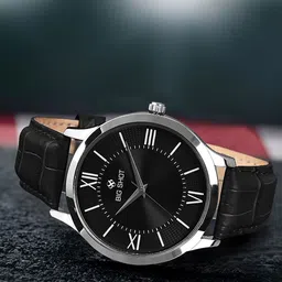 BIG SHOT Men Brass Embellished Dial & Leather Bracelet Style Straps Analogue Watch BSM064C-image-85