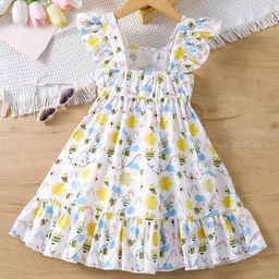 White World Print Fit & Flare Dress-image-36