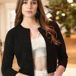 IUGA Printed Collarless Crop Open Front Shrug image 1