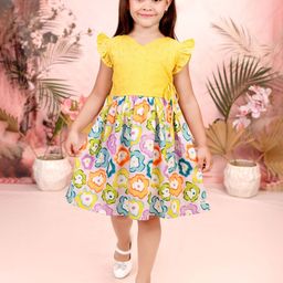 TINY TWILLS Girls Floral Print Flared Sleeve Fit & Flare Dress-image-89