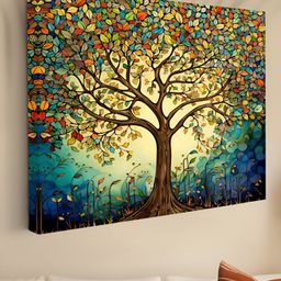Myntra Elegant Homes Blue & White Botanical Canvas Wall Art-image-31