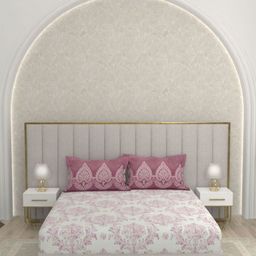 Pure Decor White & Pink Ethnic Motifs 220 TC Queen Bedsheet with 2 Pillow Covers-image-63