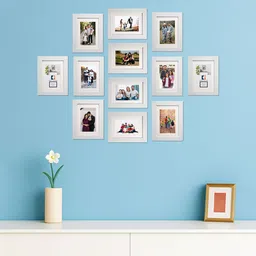 Kuber Industries White 12 Pieces Wooden Wall Photo Frames-image-45