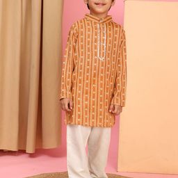 Cutiekins Boys Geometric Printed Mandarin Collar Kurta With Pyjama-7